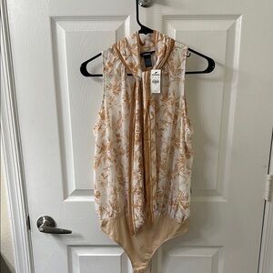 Express Cream Lace Mock Neck Bodysuit-NWT